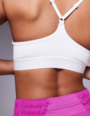 Nike Indy Light Support Padded Adjustable Sports Bra In White