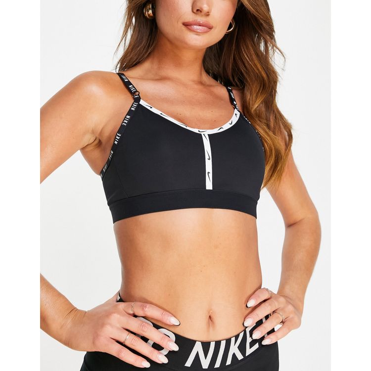 Nike Training Indy light support tapping sports bra in black