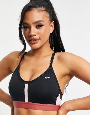 nike training indy light bra in black