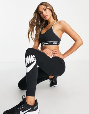 Nike Pro Training light support logo sports bra in black