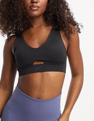 Nike Training Indy plunge cutout bra in black