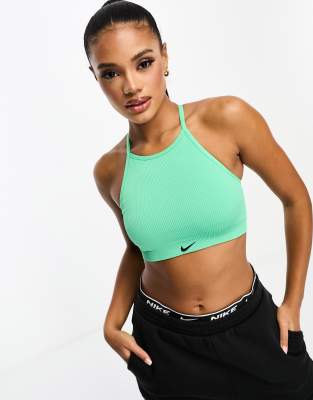 Nike Training Indy ribbed bra in green