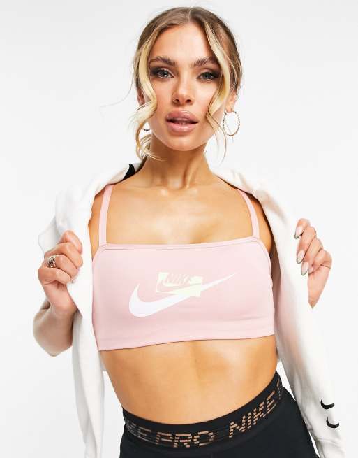 Nike Training – Indy – Rosa sportbehå med logga och lätt stöd, 3 av 4