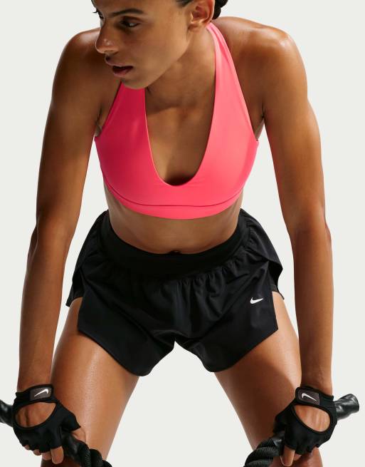 Nike Training Indy sport bh met lichte ondersteuning en bandjes in roze, 3 van 4