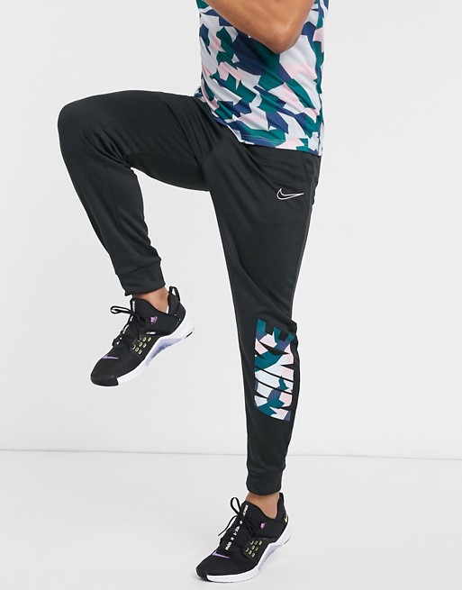 Nike Training joggers in black with camo placement print
