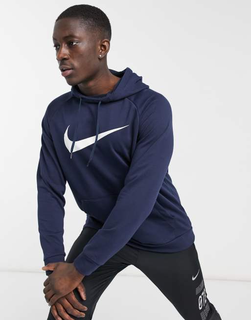 Nike Training – Kapuzenpullover mit Swoosh-Logo in Marineblau