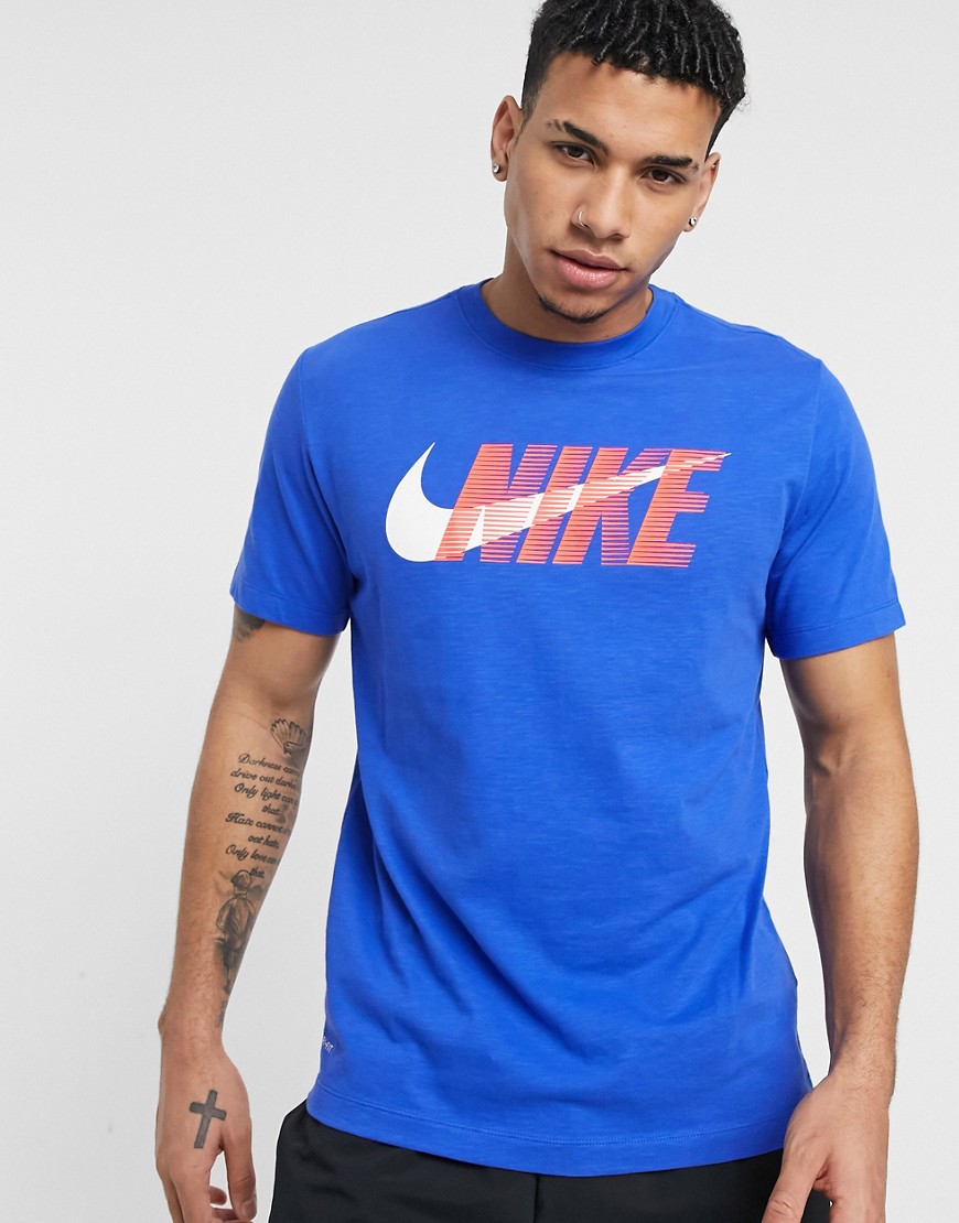 Nike Training large double logo t-shirt in blue-Blues