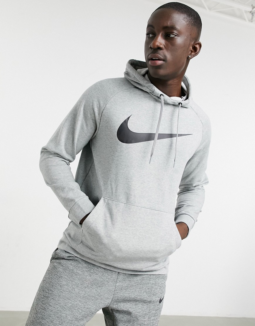 Nike Training Large Swoosh hoodie in gray-Grey