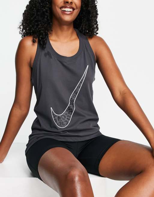 Nike Training Leopard Swoosh infill tank in black, 2 of 4