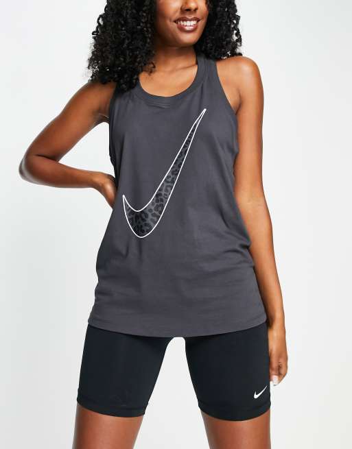 Nike Training Leopard Swoosh infill tank in black, 4 of 4