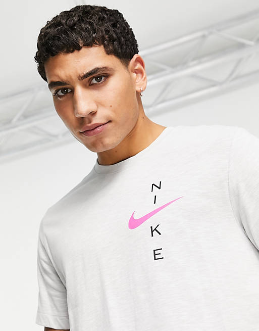 Men Nike Training logo graphic t-shirt in white marl 