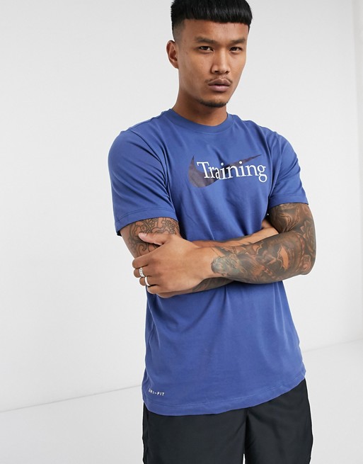 Nike Training logo t-shirt in blue
