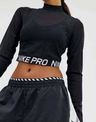 Nike Training Long Sleeve Mesh Crop Top 