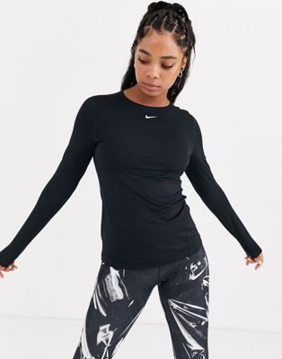 Nike Training long sleeve top in black 