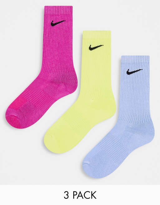 Nike Training Lot de 3 paires de chaussettes Bleu et jaune