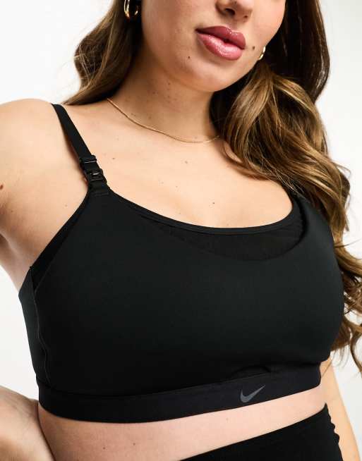 Nike Training Maternity Alate Dri-Fit light support sports bra in black