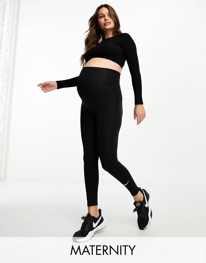 Nike Maternity Dri-fit One High-waisted Leggings In Pink-brown In Black