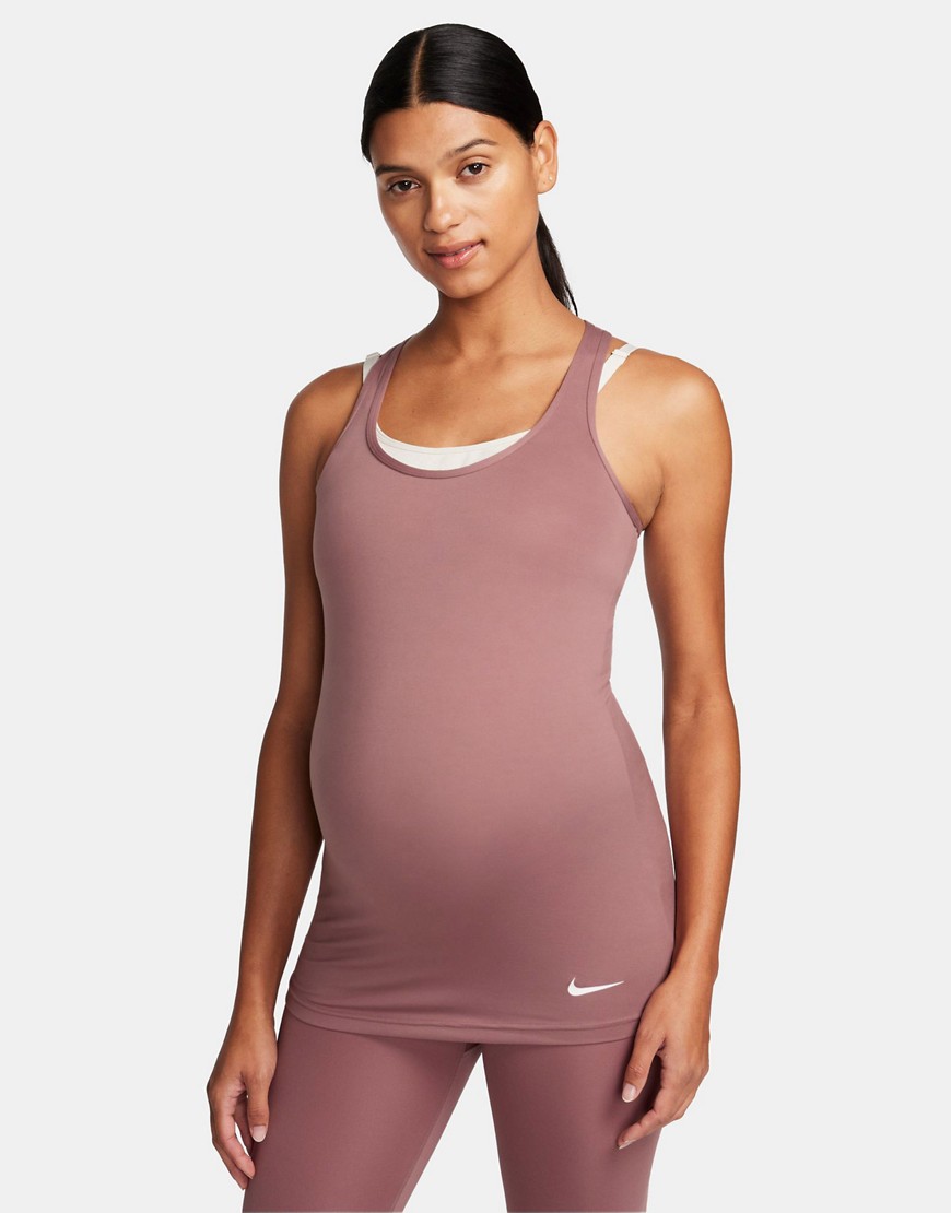 Nike Training Maternity Dri-Fit tank in smokey mauve-Neutral