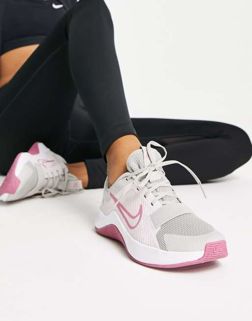 Nike womens grey and cheap pink trainers