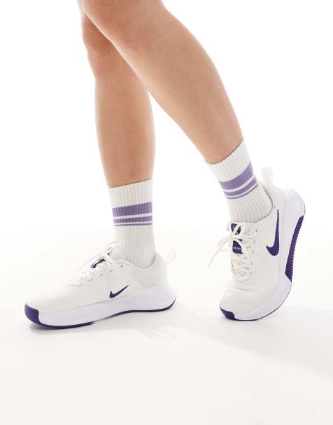 Nike Training MC 3 trainers in white and purple - view 1