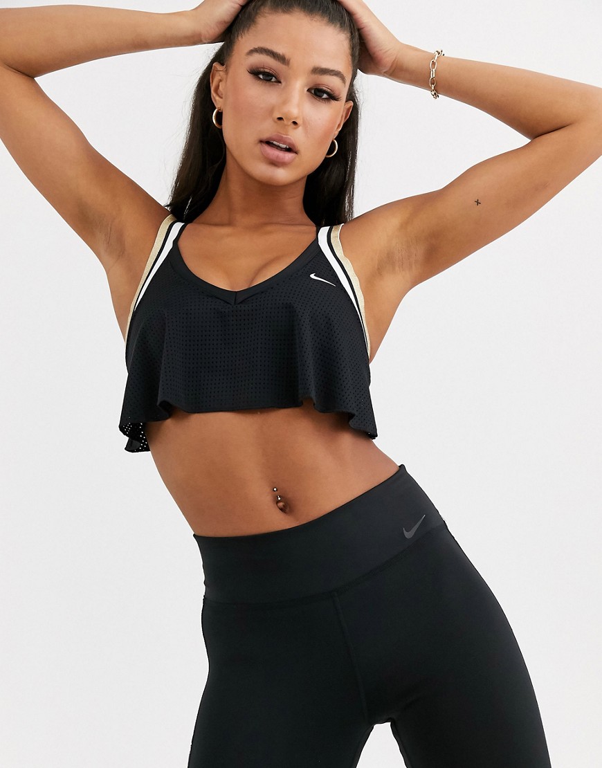Nike Training medium support bra with perforated over layer-Black