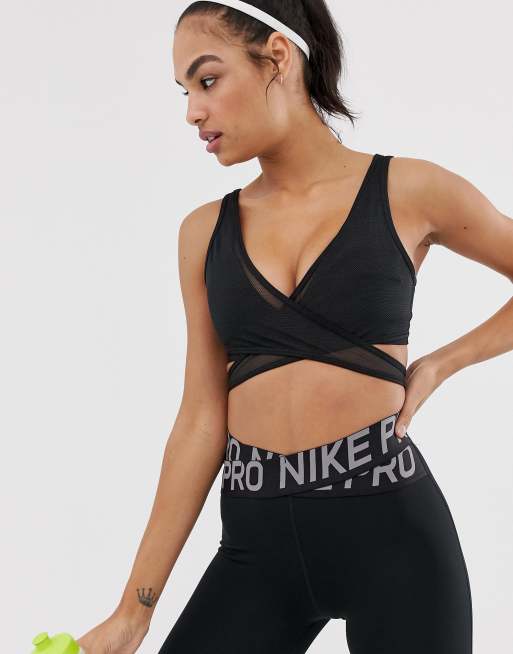 Nike Training mesh overlay bra in black