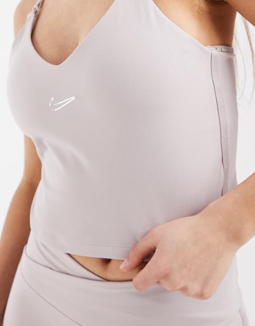 Nike Training metallic swoosh vest top in light pink, 3 of 4