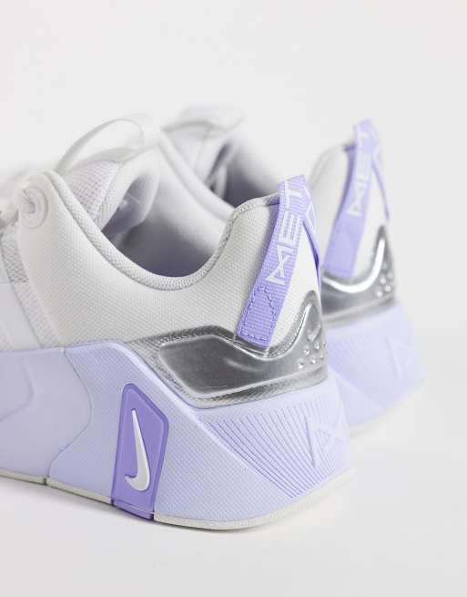 Nike Training Metcon 7 trainers in white and purple, 3 of 5