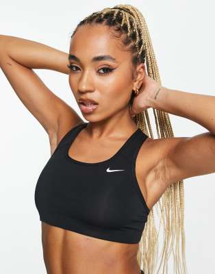 nike swoosh bra black