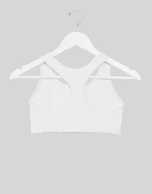 nike training mid support swoosh bra in white