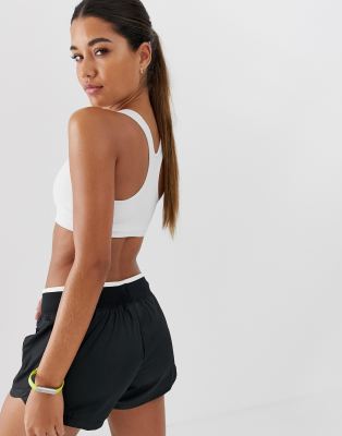 nike training mid support swoosh bra in white