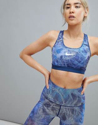 nike training power leggings in blue tulle mesh