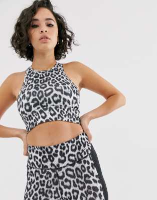 nike training mono leopard print bra