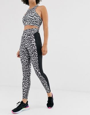 nike leopard leggings black