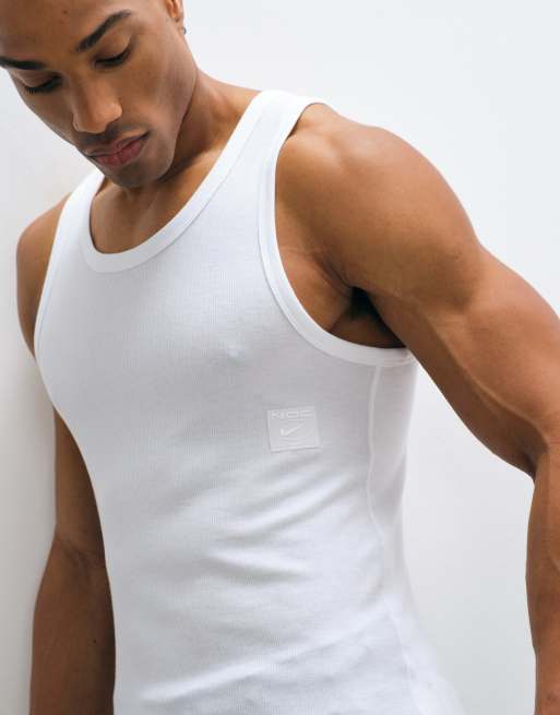Nike Training NAC Dri-FIT ribbed tank in white, 2 of 5