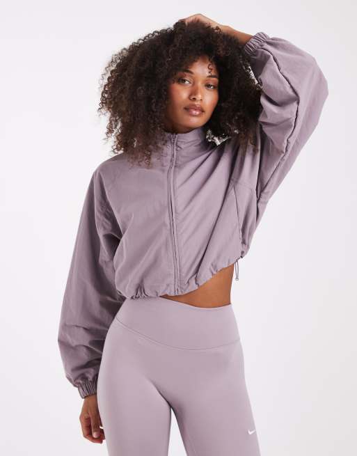 Nike Training NAC Dri-FIT woven cropped jacket in light grey, 3 of 4