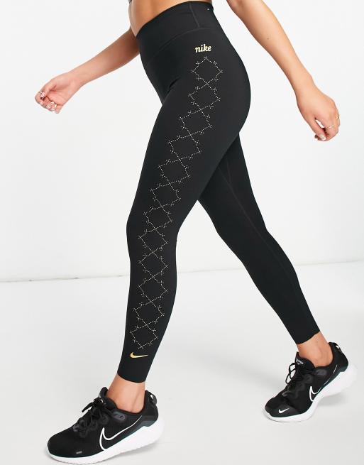 Nike One Training novelty dri fit high rise 7/8 leggings in black