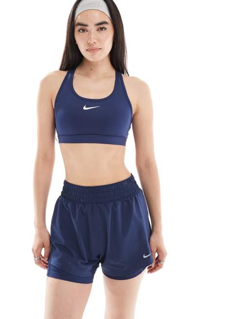 Nike Training – One – 2-in-1-Shorts in Marineblau mit hohem Bund, 3 Zoll Schrittlänge