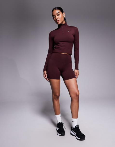 Nike Training – One – Bordowe krótkie legginsy o długości 5 cali z wysokim stanem - view 1