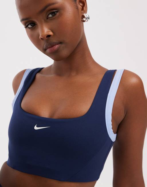 Nike Training - One - Brassière de sport doublée en tissu Dri-FIT - Bleu marine et bleu, 2 de 4