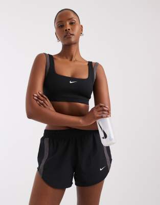One - Brassière de sport doublée en tissu Dri-FIT - Noir et gris L