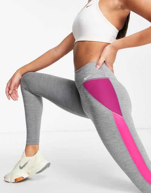 grey and pink nike leggings