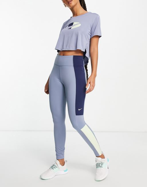 Nike Training One Colourblock leggings in blue