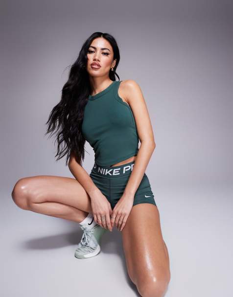 Nike Training One cropped tank top in khaki - view 1