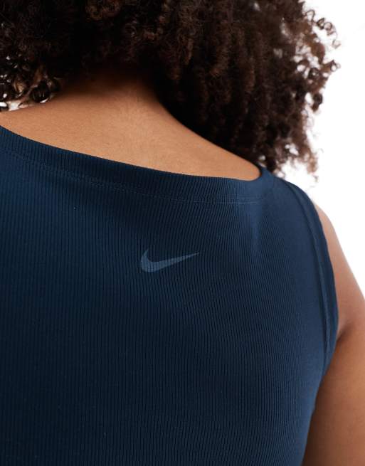 Nike Training - One - Débardeur côtelé croisé - Bleu marine, 2 de 4