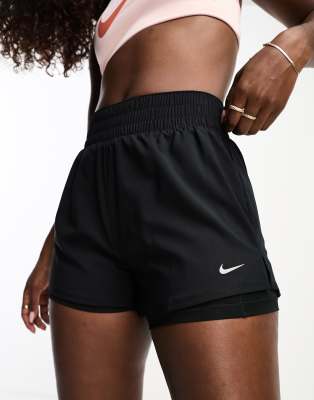 Nike Training - One Dri-FIT - 2-in-1-Shorts in Schwarz mit hohem Bund, 3 Zoll Schrittlänge