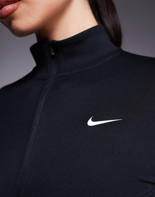 Nike Training - One - Dri-FIT - Aansluitende top met rits en lange mouwen in zwart, 4 van 4