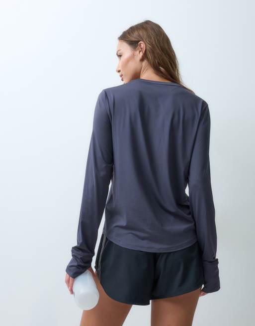 Nike Training One Dri-FIT classic long sleeve top in grey, 5 of 5