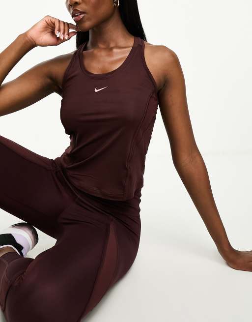 Nike Training One Dri Fit crop tank in burgundy