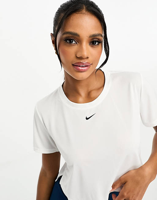 Nike Training One Dri-Fit Cropped top in white | ASOS